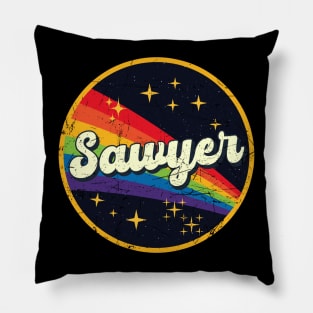 Sawyer // Rainbow In Space Vintage Grunge-Style Pillow