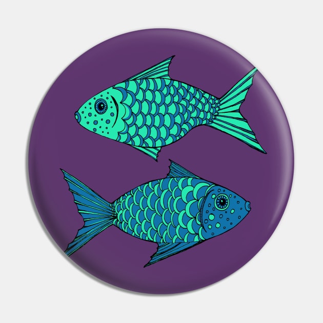 2 Blue Fish Pin by Heartsake