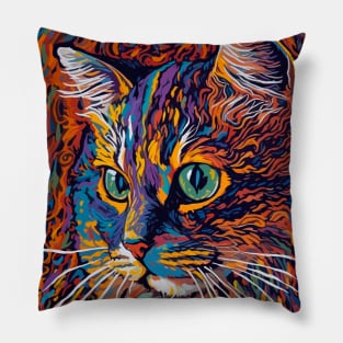 Abstract colorful cat Pillow