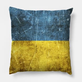 Vintage Aged and Scratched Ukrainian Flag Pillow