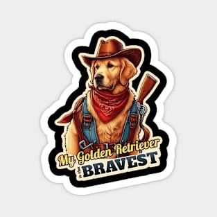 golden retriever cowboy Magnet