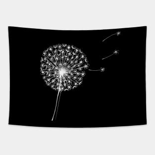 Dandelion Clock Silhouette Pen and Ink Drawing Tapestry