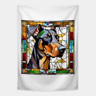 Stained Glass Doberman Pinscher Tapestry