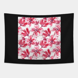 Pink and Red Watercolor Floral Tapestry