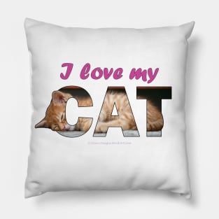 I love my cat - ginger cat oil painting word art Pillow