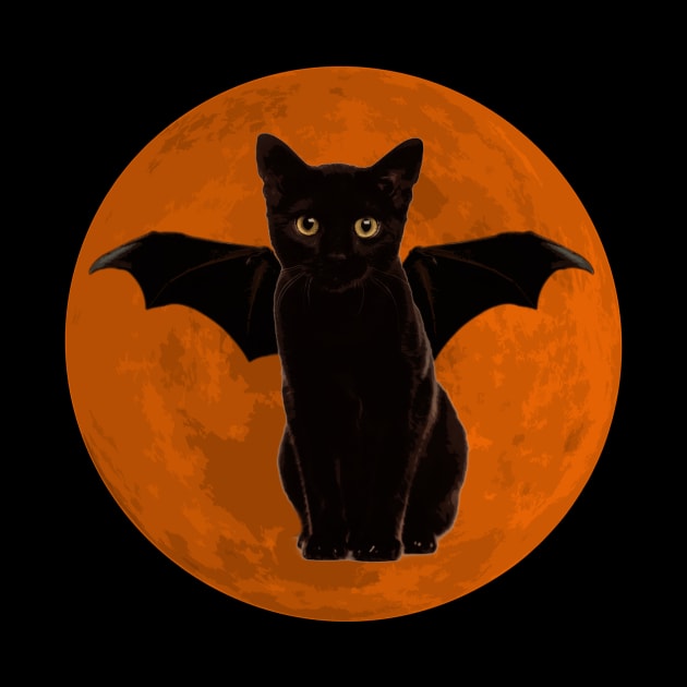 Orange Moon Bat Cat by YouAreHere