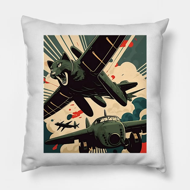 Feline Fury: The Bombcat Fighter Pillow by zoocostudio