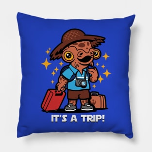 Cute Funny Summer Vacation Outdoors Alien Cartoon Pillow