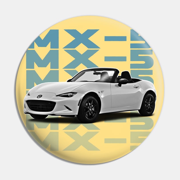 Mazda MX-5 (White) / Retro Style Design Pin by DankFutura