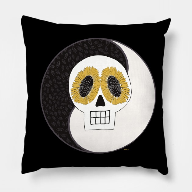 Yin Yang Skull Pillow by KBILU_Art