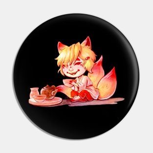 Tea time with a kitsune Pin