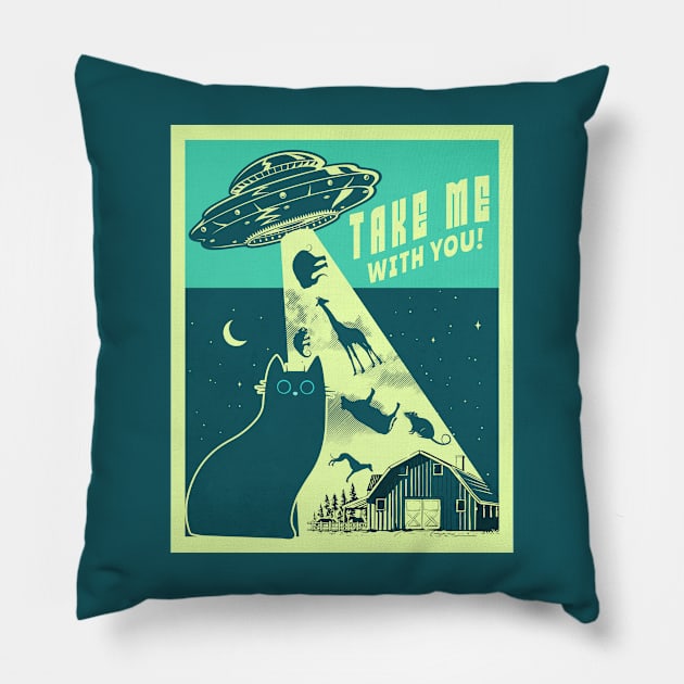 Take me with you! Sci Fi Cat Pillow by Liesl Weppen