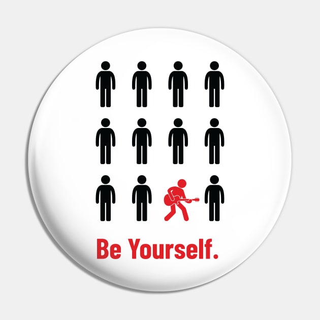 Be Yourself Guitarist Stickman Silhouette Light Theme Pin by nightsworthy