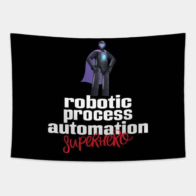 Robotic Process Automation Robot Superhero Tapestry by ProjectX23 Orange