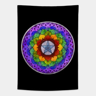 Star Mandala Rainbow Tapestry