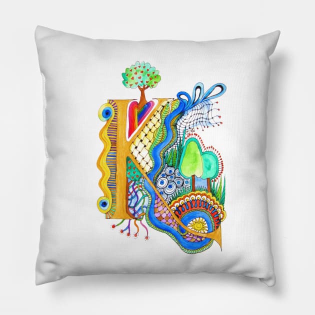 K - an illuminated letter Pillow by wiccked