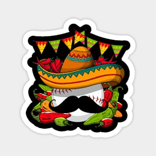 Cinco De Mayo Baseball Mexican Sombrero Funny Baseball Lover Magnet