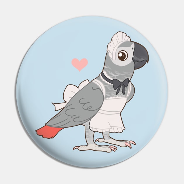 African Grey Maid Bird Pin by owlapin