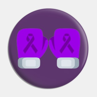 Purple Awareness Ribbon Boxing Gloves Pin