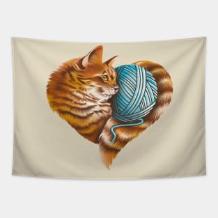 Heart Knitting Kitten Tapestry