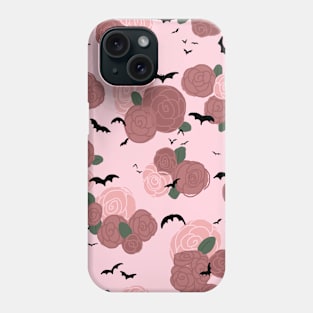 Bats on Pink with Rose Flowers Phone Case