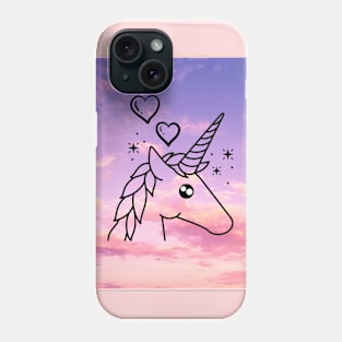 Unicorn With Pink & Purple Sky & Clouds Phone Case