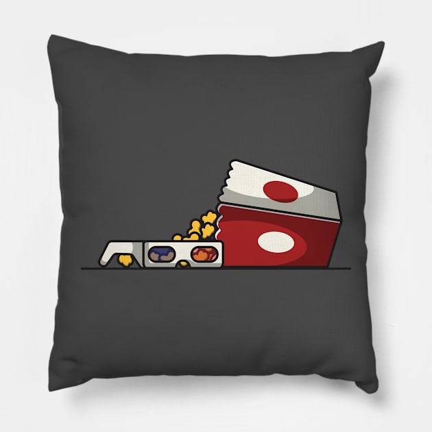 popcorn and 3d glasses Pillow by fflat hds