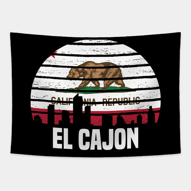 El Cajon California CA Group City Silhouette Flag Tapestry by jkshirts