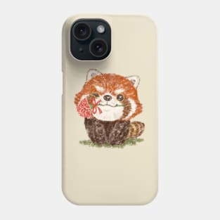 Red panda and a flower Phone Case