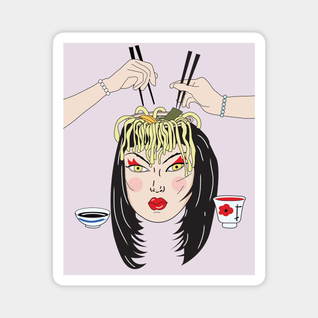 Ramen-head Magnet by LunaElizabeth