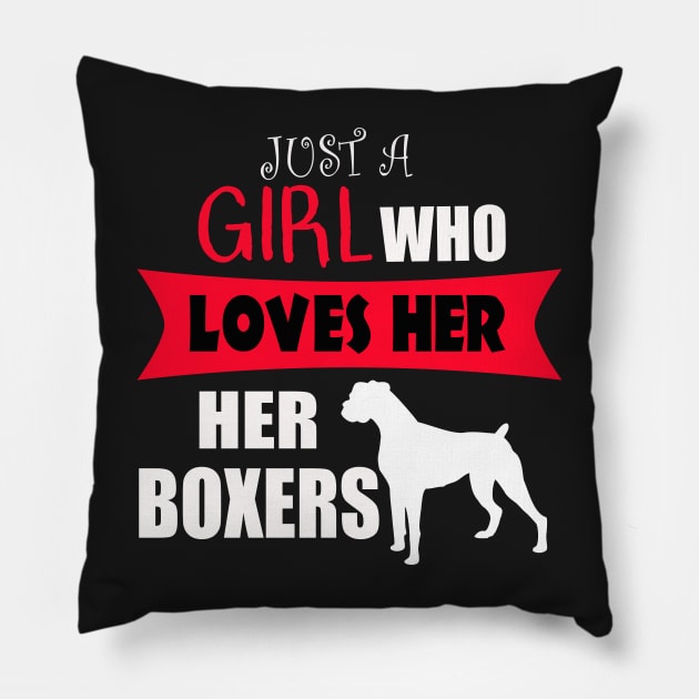 Girl Who Loves Her Boxer Dogs Pillow by 3QuartersToday