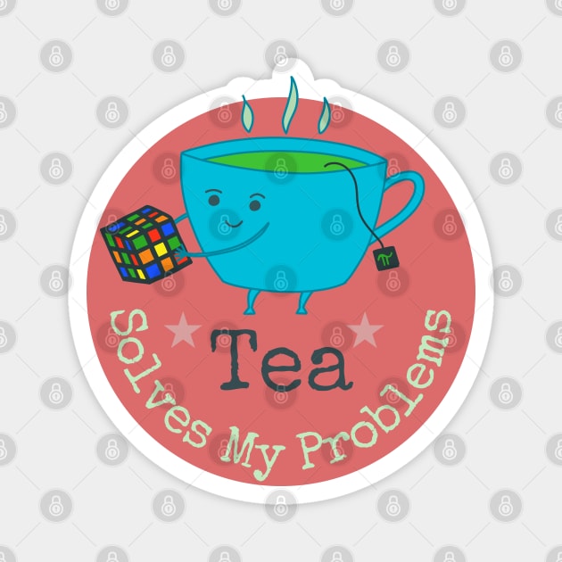 Tea Solves My Problems - cute whimsical design for tea lovers Magnet by Green Paladin