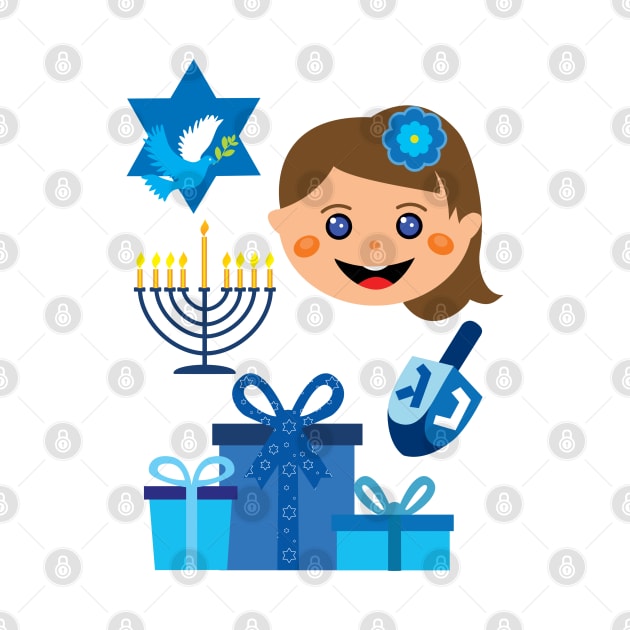 Happy Hanukkah with Jewish Girl with dreidel by FK-UK