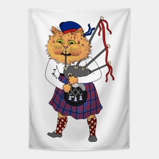 Scottish Bagpipe Playing Cat Tapestry