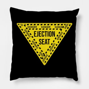 Ejection Seat Danger  Triangle Military Warning Fighter Jet Aircraft Distressed Pillow