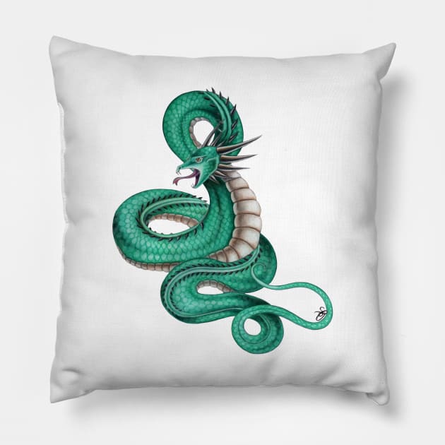 Wyrm green Pillow by Sandra Staple