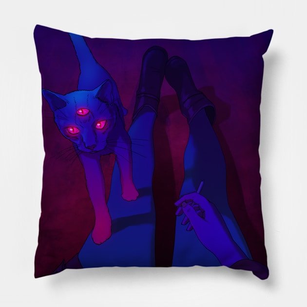 PsyCat 1 Pillow by PHAZED