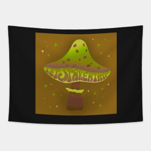 Trippy Mushroom - Ochre Lime Green Tapestry