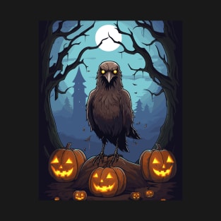 Raven and Pumpkin Halloween Tee T-Shirt