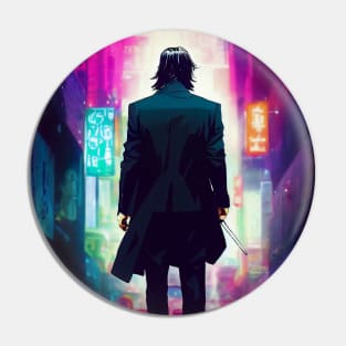 John wick in a neon city Pin