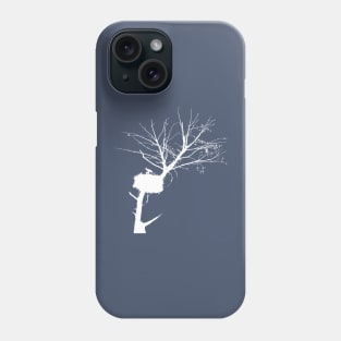 White Silhouette Of Stork Nest In Tree With Fledglings Phone Case