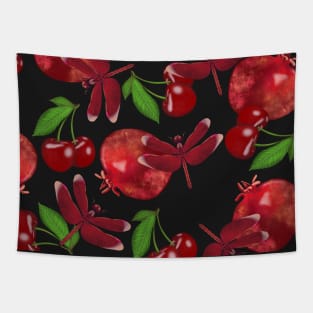 Red fruits and dragonflies Tapestry