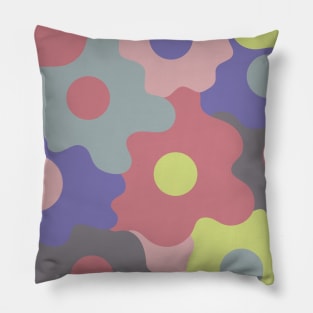 Retro Groovy Egg Flowers - Soft Summer Seasonal Color Palette Pillow