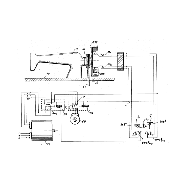 Driving Arrangements for Sewing Machine Vintage Patent Hand Drawing by TheYoungDesigns