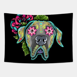 Great Dane - Floppy Ear Edition - Day of the Dead Sugar Skull Dog Tapestry