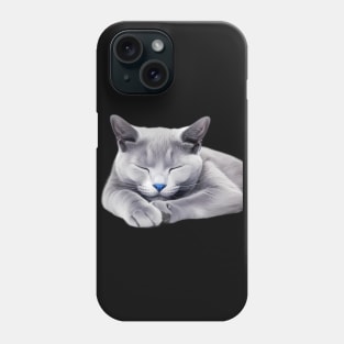 Russian Blue Cat sleeping Phone Case