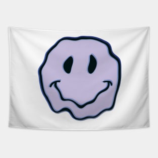 Blue melting smiley face Tapestry