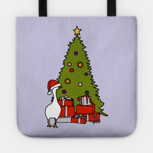 Goose with Stolen Santa Hat by Christmas Tree Tote