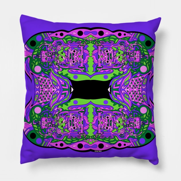 Alien madness in galaxy mayan ufo pattern ecopop Pillow by jorge_lebeau