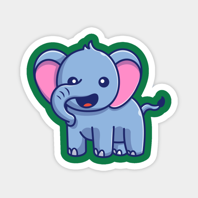 Cute Elephant Smiling Cartoon Magnet by Catalyst Labs